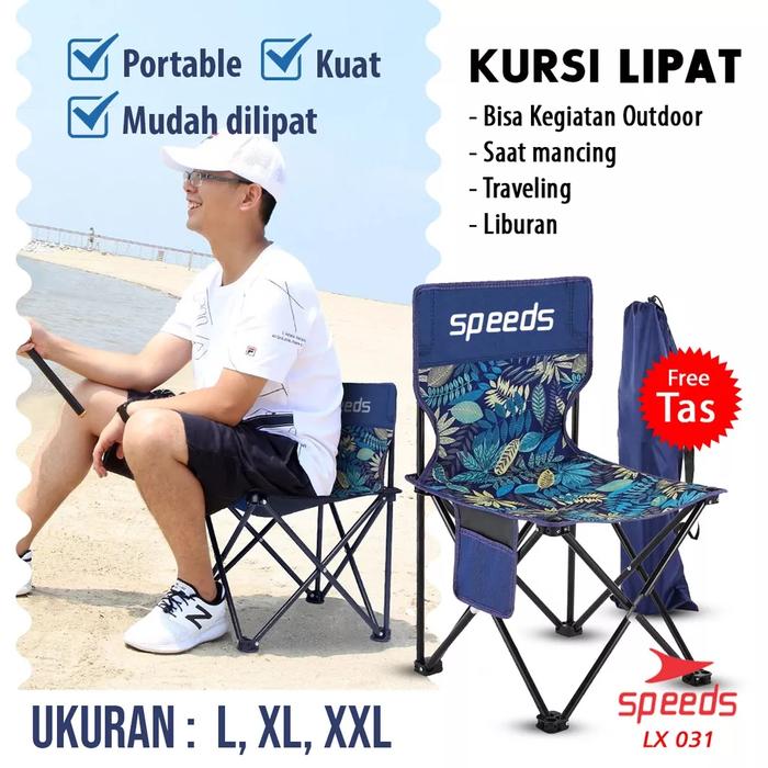 Gambar KURSI LIPAT OUTDOOR CAMPING PORTABLE SPEEDS - Biru, L dari Nasyia Olshop undefined Tokopedia