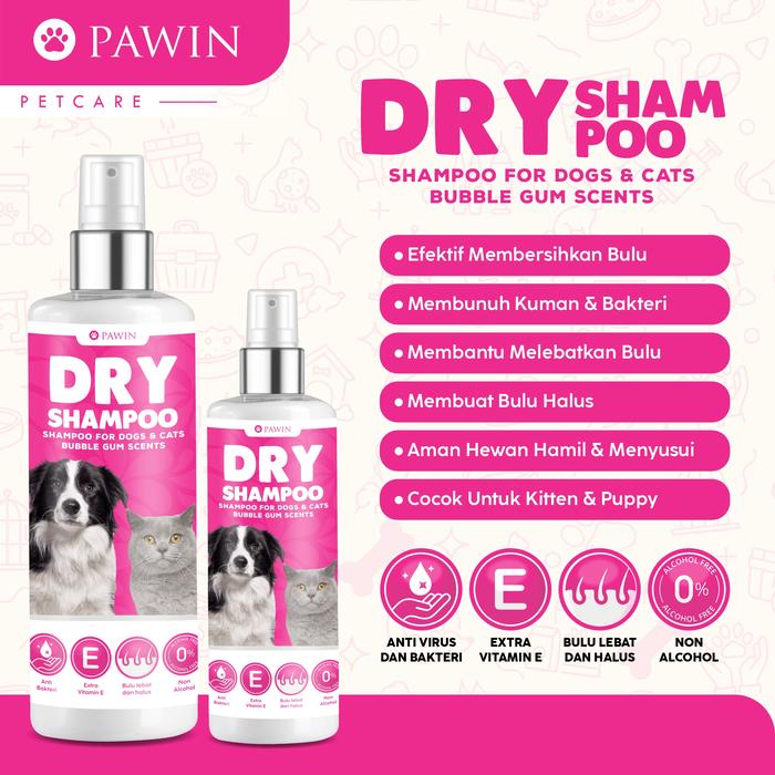 Gambar Pawin Dry Shampoo Kucing Anjing Mandi Kering Tanpa Bilas Bubble Gum dari Pawin Official undefined Tokopedia