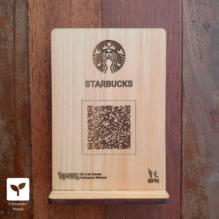 Gambar Papan QRIS Stand | QR Stand kayu custom QR Code & logo u/ Kafe / Resto - QRIS, A5 dari Chrisander Woods undefined Tokopedia