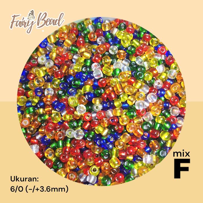 Gambar (50gr) MIX Mote Pasir Mote Payet Manik Manik - 6/0 (3.6mm) Seed Beads - Mix F dari Fairy Bead undefined Tokopedia