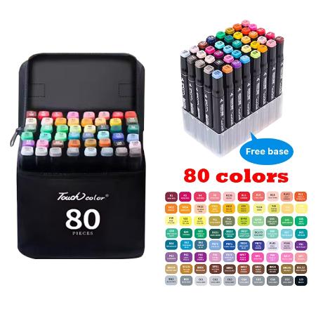 Gambar Aimilo Spidol Warna Warni 1 Set Sketch Marker 2 Tip Touch Marker - Isi 80 Pcs dari Lsonestoreshopping undefined Tokopedia