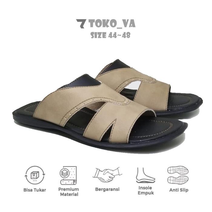 Gambar Sandal Selop Big Size 44 45 46 47 48 / Sendal Casual Pria Ukuran Besar - Beige, 44 dari Toko Va Big Size undefined Tokopedia