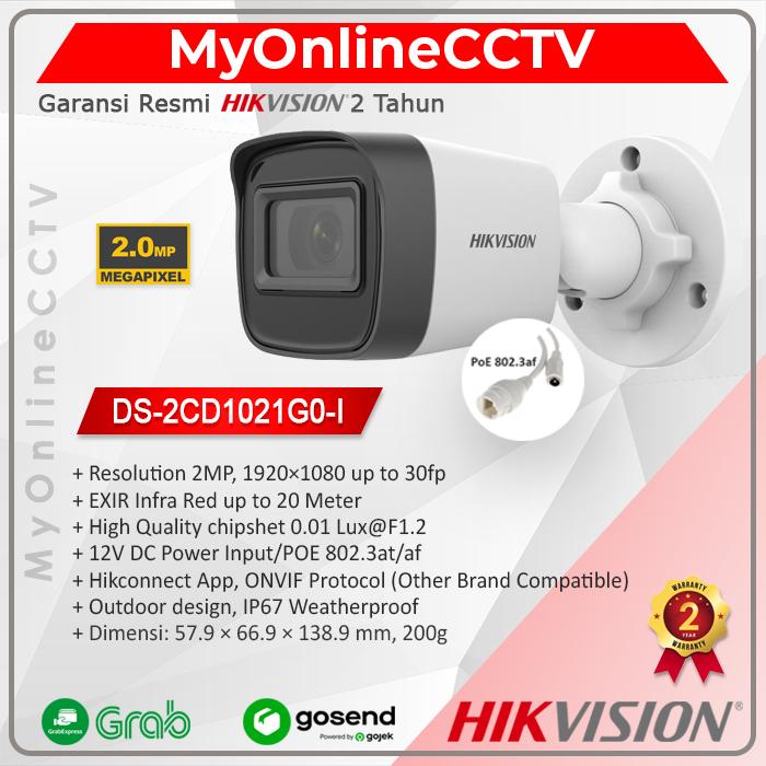 DS-2CD1021G0-I Hikvision 2MP PoE IP Camera CCTV Outdoor Bullet IR 20M  LENSA