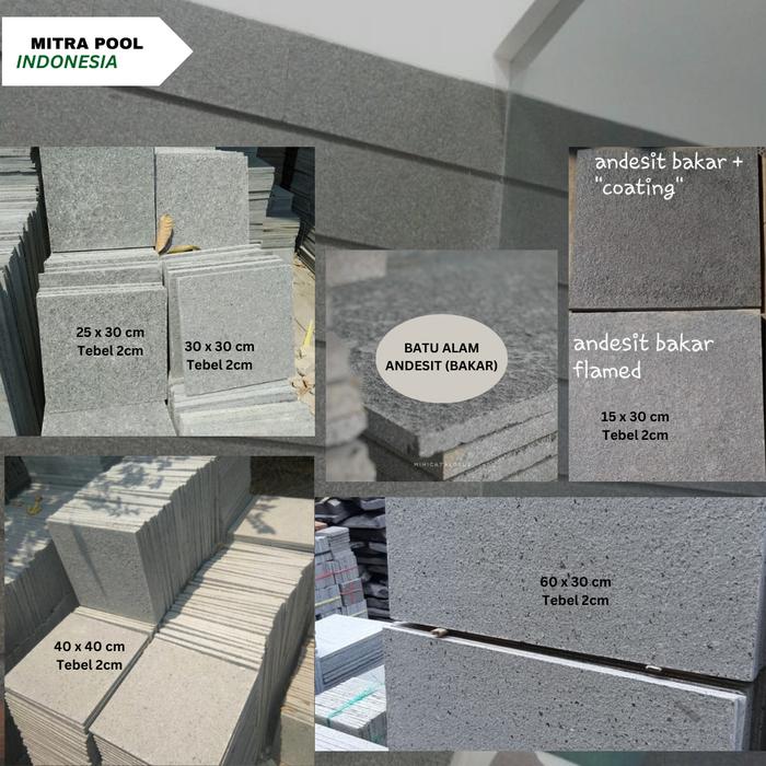 Gambar Batu Alam Andesit polos bakar 30 x 60 x 2cm dari Mitra Pool Indonesia undefined Tokopedia