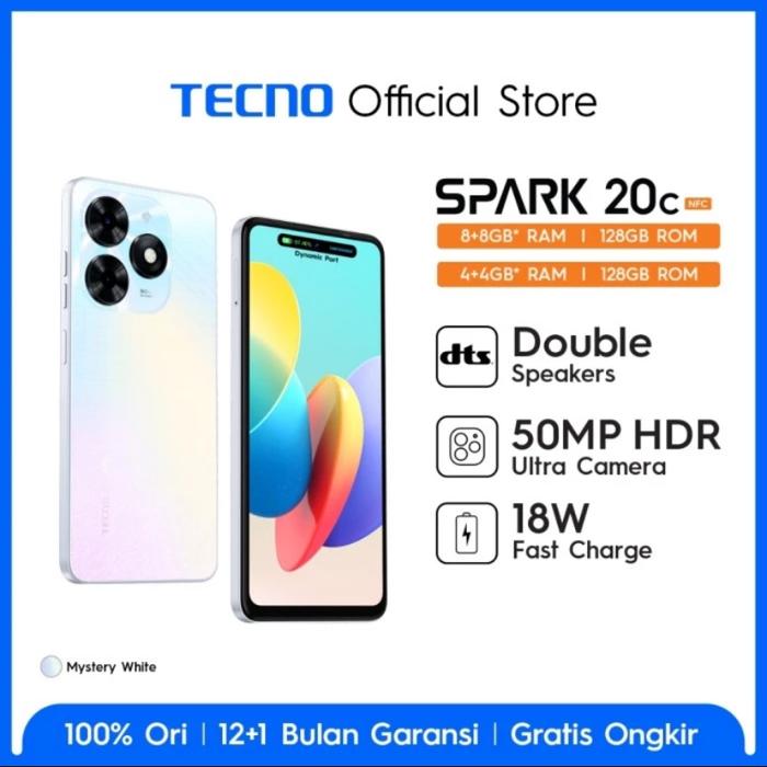 Gambar TECNO SPARK 20C (4/128GB & 8/128GB) RESMI - Putih, 4/128GB dari DSAKA GADGET STORE undefined Tokopedia