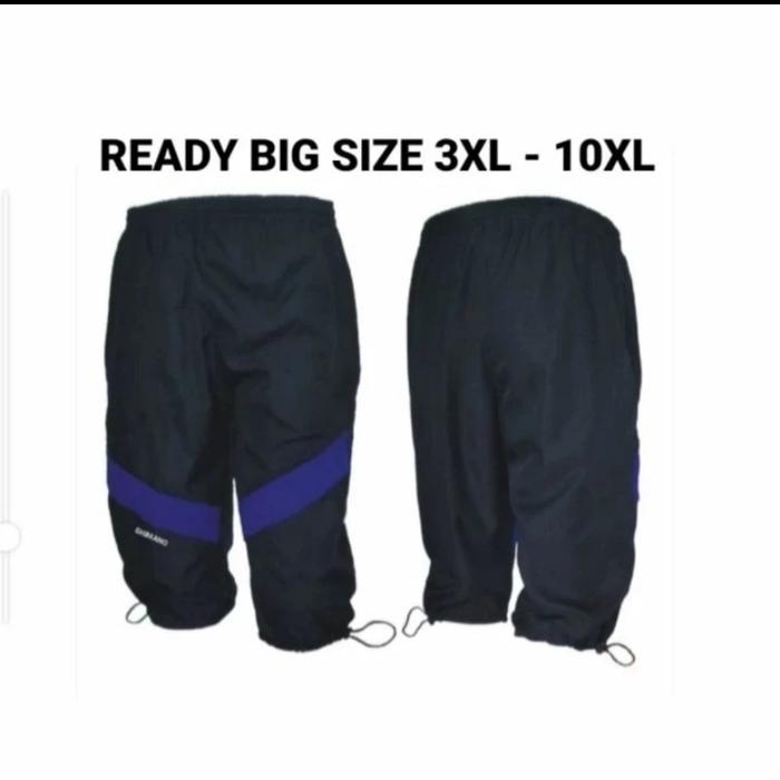 Gambar Celana Santai 3/4 Sontog JUMBO BIG SIZE Olahraga Sepeda Pinggang Karet - hitam list biru, XL dari GROSIR MURAH BALQIS undefined Tokopedia