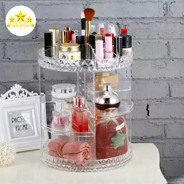 Gambar RAK KOSMETIK AKRILIK PUTAR 360 DERAJAT DIAMOND/RAK KOSMETIK dari AYEN-STORE undefined Tokopedia