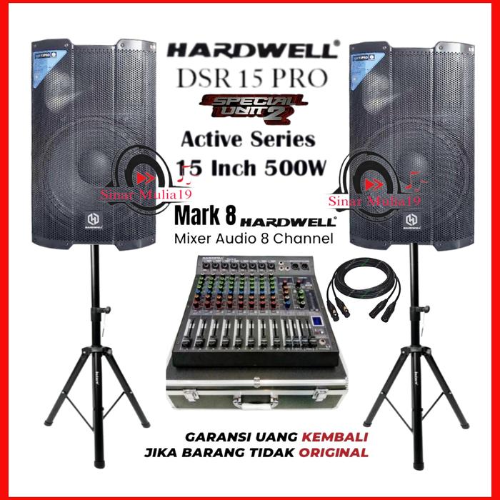 Gambar PAKET SOUND SYSTEM SPEAKER AKTIF HARDWELL DSR 15 PRO ORI MIXER MARK 8 dari sinar mulia19 undefined Tokopedia