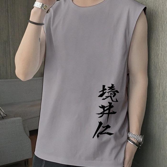 Gambar KAOS SINGLET SANTAI GYM PRIA M/L/XL/XXL - Abu-abu, XXL dari MAN.STYLE undefined Tokopedia