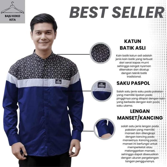 Gambar Baju Koko Pria Toraformen Kemeja Kurta Polos Katun Premium - Navy, M dari TUHFASTORE undefined Tokopedia