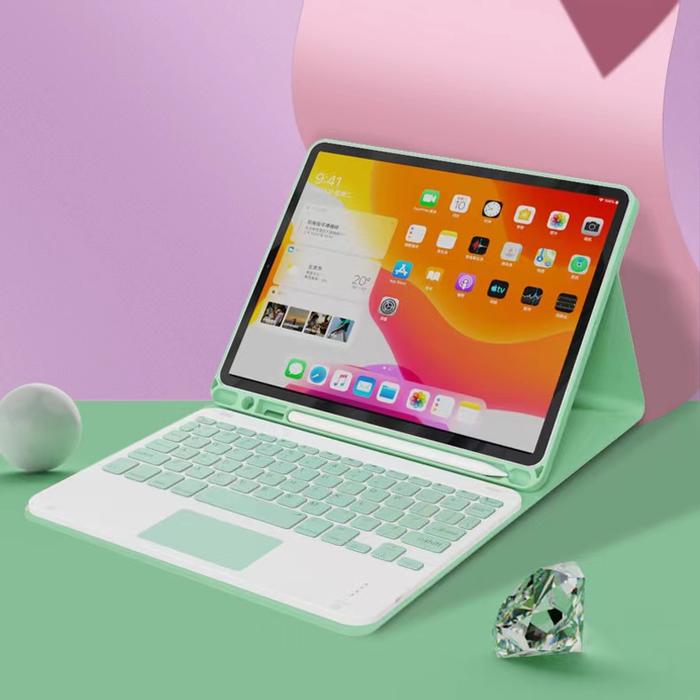 Gambar Samsung tab S9 FE plus Book cover keyboard plus touchpad wireless - Hijau muda dari Wiii acc undefined Tokopedia