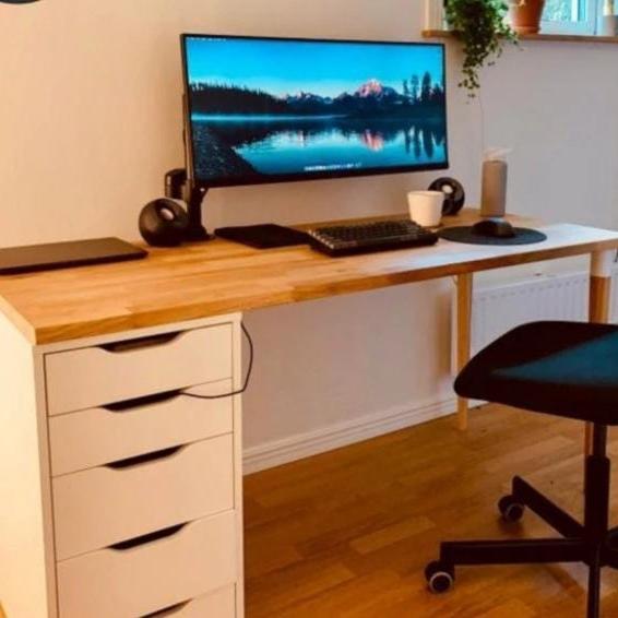 Gambar Meja komputer minimalis/meja pc gaming plus drawer kayu solid dari BUMI KAYU FURNITURE undefined Tokopedia