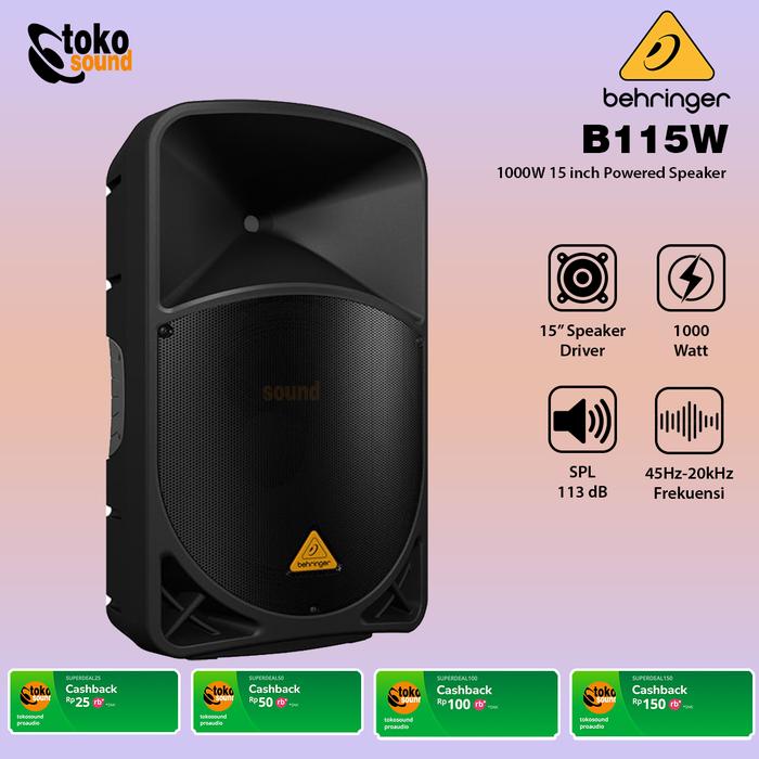 Gambar Behringer Eurolive B115W - 1000 Watt 15 Inch Active Powered Speaker - SATUAN dari Tokosound Proaudio undefined Tokopedia