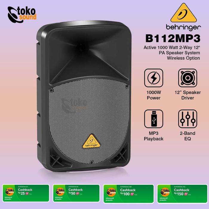 Gambar Behringer Eurolive B112MP3 B112 MP3 - 1000W 12 inch Powered Speaker - SATUAN dari Tokosound Proaudio undefined Tokopedia