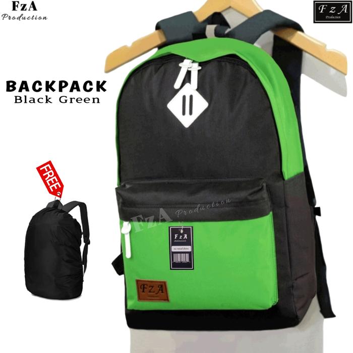 Gambar FzA -TAS RANSEL LAPTOP PRIA WANITA BACKPACK TAS PUNGGUNG DISTRO -RCV31 - Black Green + dari FzA Official undefined Tokopedia