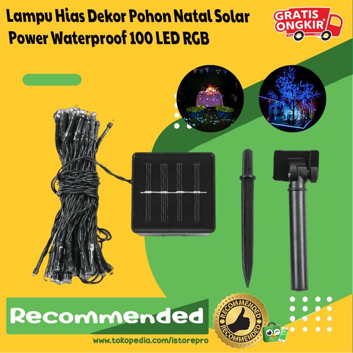 Gambar Lampu Hias Dekor Pohon Natal Solar Power Waterproof 100 LED RGB dari Istorepro undefined Tokopedia