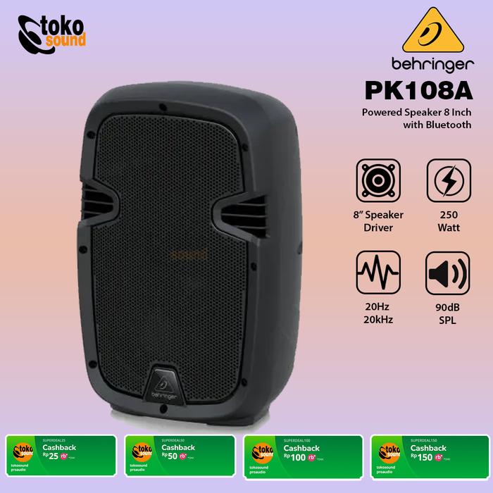 Gambar Behringer PK108A 240W 8 inch Powered Speaker with Bluetooth - SATUAN dari Tokosound Proaudio undefined Tokopedia