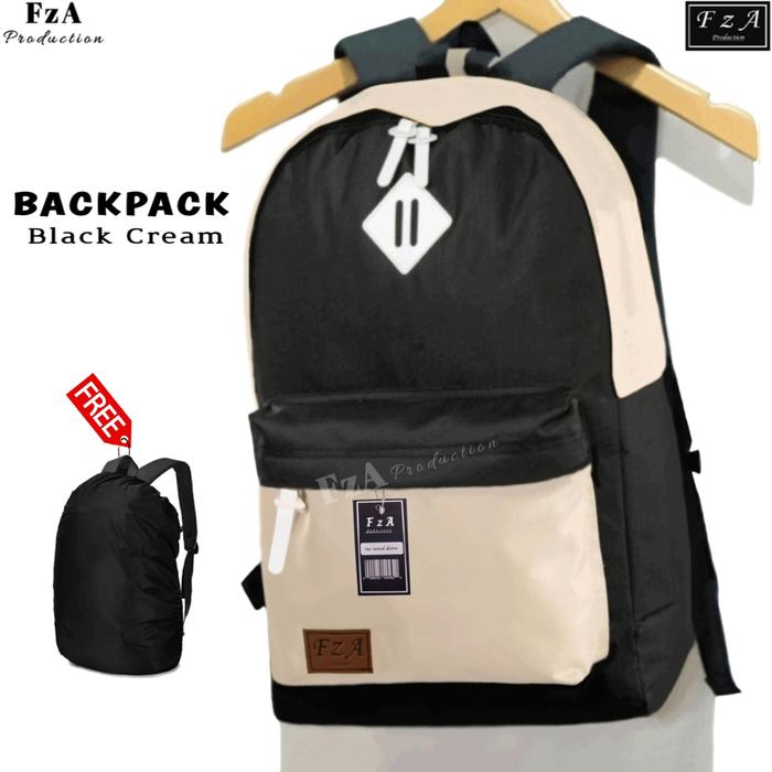 Gambar FzA -TAS RANSEL LAPTOP PRIA WANITA BACKPACK TAS PUNGGUNG DISTRO -RCV31 - Black Cream + dari FzA Official undefined Tokopedia