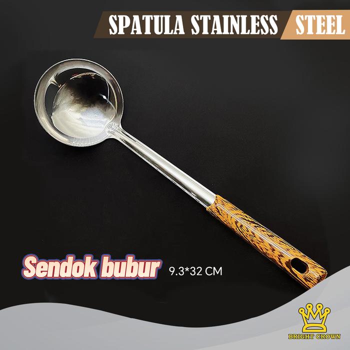 Gambar Bright Crown Spatula Sodet Stainless Steel Dengan Gagang Motif Kayu - CentongSayur dari Bright Crown Officiall Store undefined Tokopedia