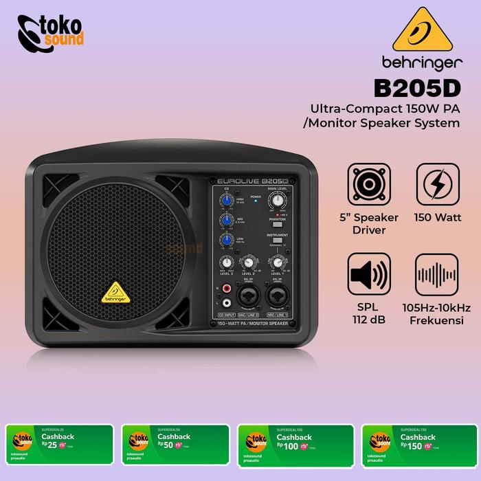 Gambar Behringer Eurolive B205D - 150W 5.25 inch Powered Monitor Speaker - SATUAN dari Tokosound Proaudio undefined Tokopedia