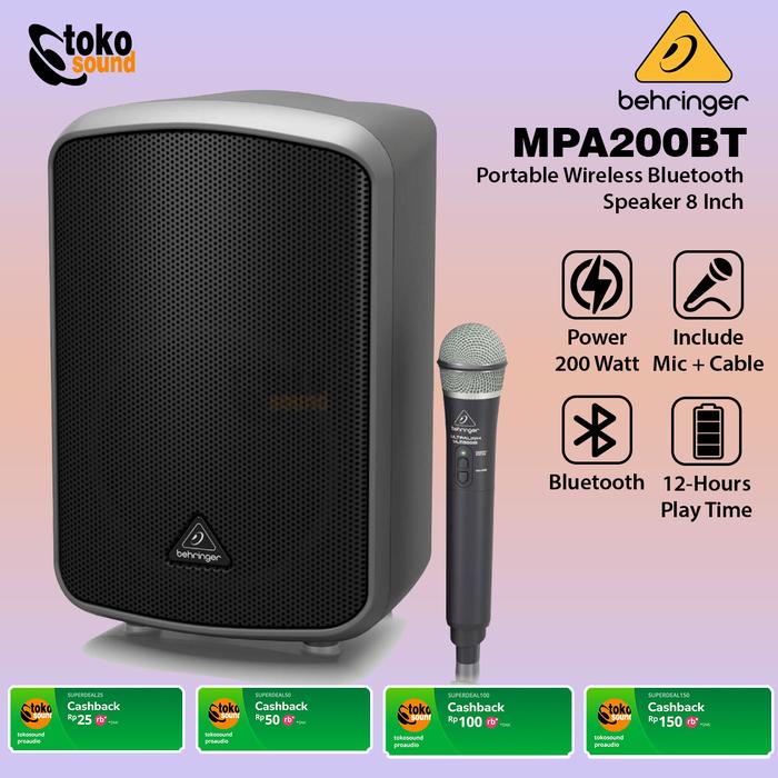 Gambar Behringer MPA200BT MPA 200BT Portable Wireless Speaker 8 Inch - SATUAN dari Tokosound Proaudio undefined Tokopedia