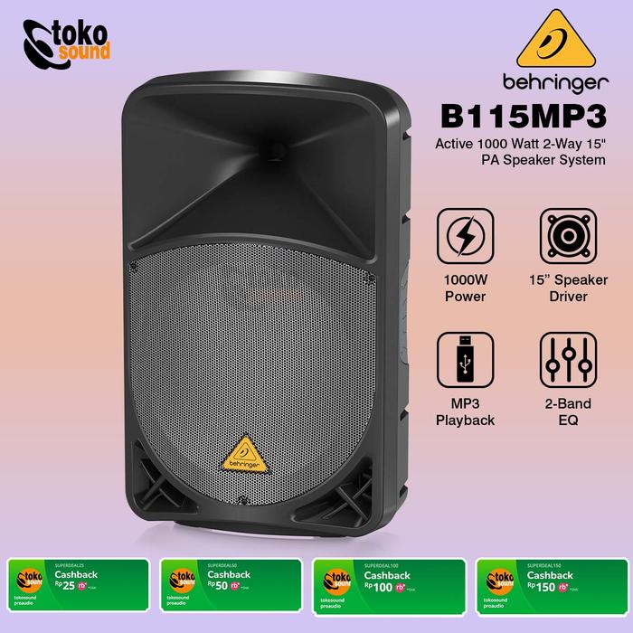Gambar Behringer Eurolive B115MP3 B115 MP3 - 1000W 15 inch Powered Speaker - SATUAN dari Tokosound Proaudio undefined Tokopedia