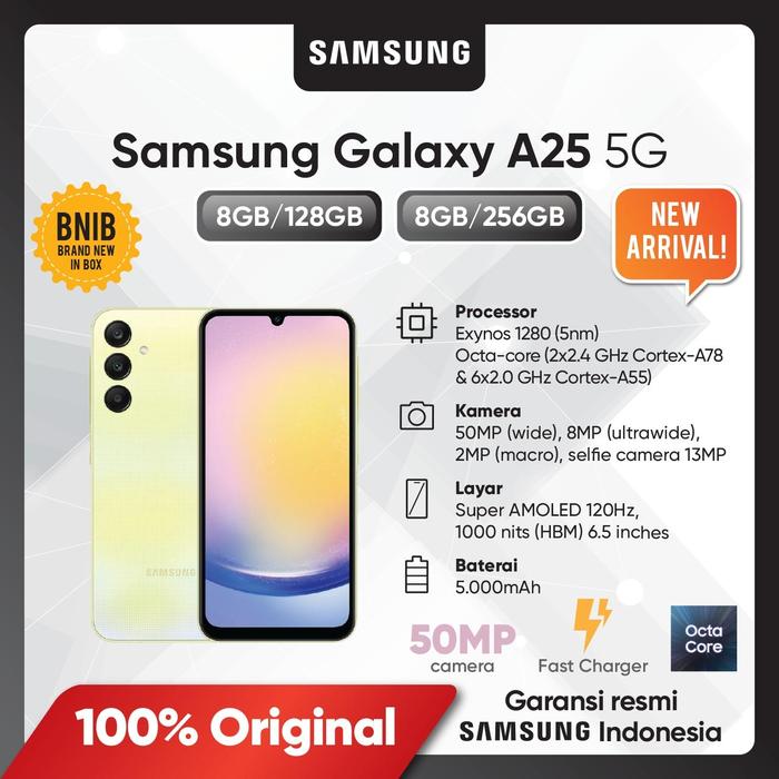 Gambar Samsung Galaxy A25 5G (8GB/256GB)-Garansi Resmi Samsung - Kuning dari Samsung Store BEC Ext LT.LG AC05-06 undefined Tokopedia