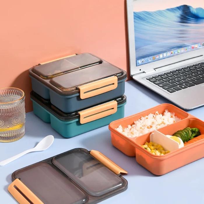 Gambar LUNCH BOX SET 1100ML KOTAK BEKAL MAKAN 3 SEKAT TEMPAT BEKAL MAKAN - RANDOM dari BarangDaily undefined Tokopedia