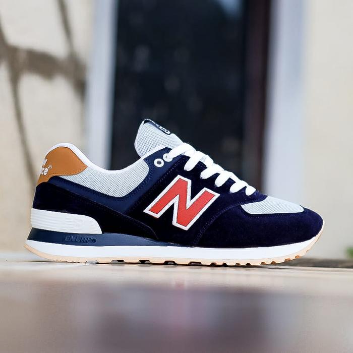 Gambar SEPATU SNEAKERS PRIA LARI NB 574 NAVY RED TAN - NAVY, 43 dari Castle Sneakers undefined Tokopedia