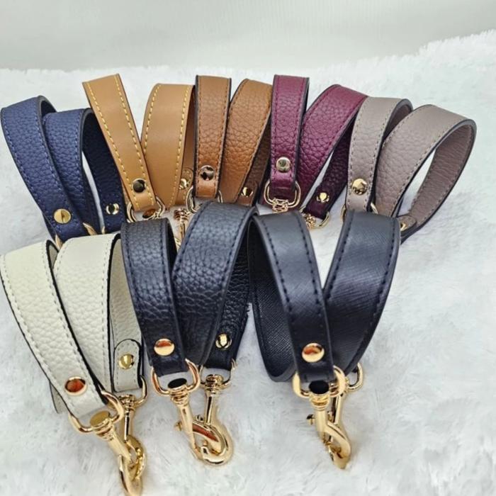 Bag strap Celia grained leather short tali tas kulit pendek 56cm Maroon