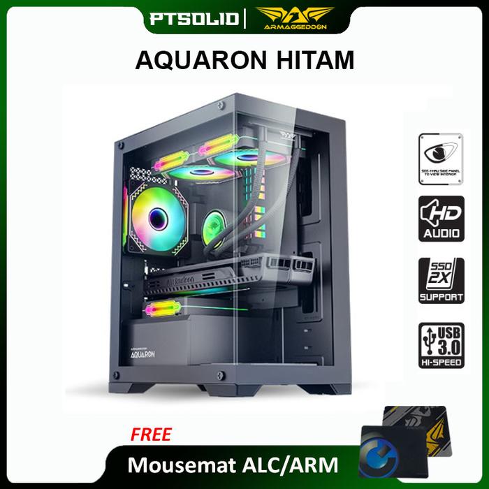 Gambar Casing Gaming Rakitan Armaggeddon AQUARON -MATX - Hitam dari PTSOLID undefined Tokopedia
