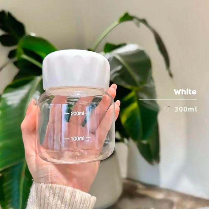 Gambar BOTOL MINUM MINI UKURAN 300ML BAHAN KACA TEBAL ANTI PANAS / MINI DRINK - PUTIH dari BarangDaily undefined Tokopedia