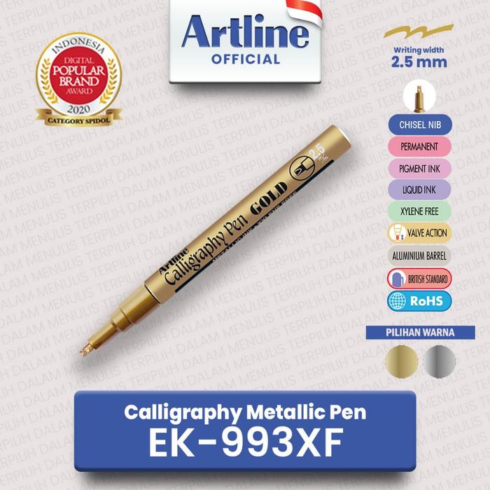ARTLINE Spidol Metalic Ink Calligraphy pen Marker EK-993XF GOLD