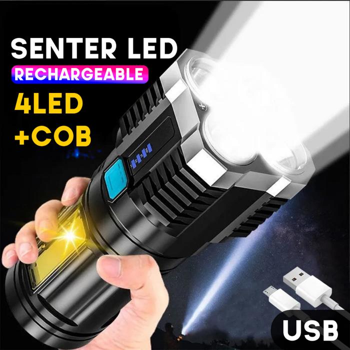 Gambar Lampu Senter Torch emergency 3watt Magnetic Flashlight - senter 4 mata dari Best Mart maju bersama undefined Tokopedia