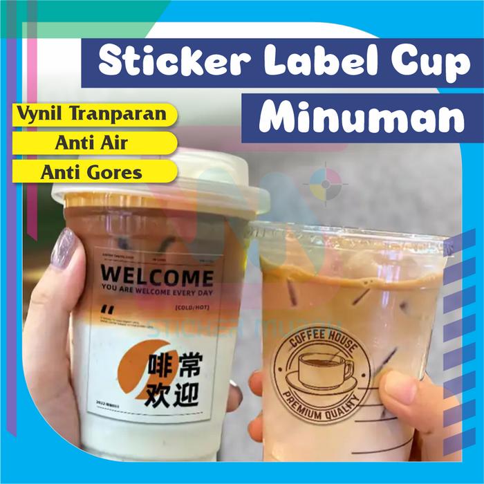 Gambar Stiker Label Kemasan Gelas Minuman Cup Es Teh Boba Transparan Anti Air - Kotak, Vinyl dari stikermurahbdg undefined Tokopedia