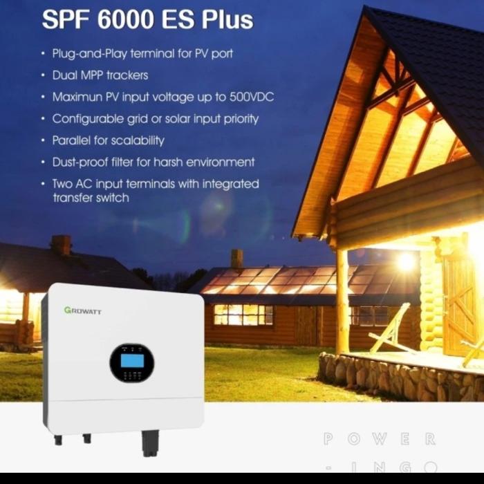 Hybrid Inverter Growatt SPF 48V 6000ES 6000W PLUS With Shine Wifi