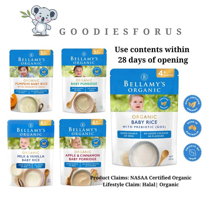 Jual bellamys organic baby porridge and rice Milk &Vanila