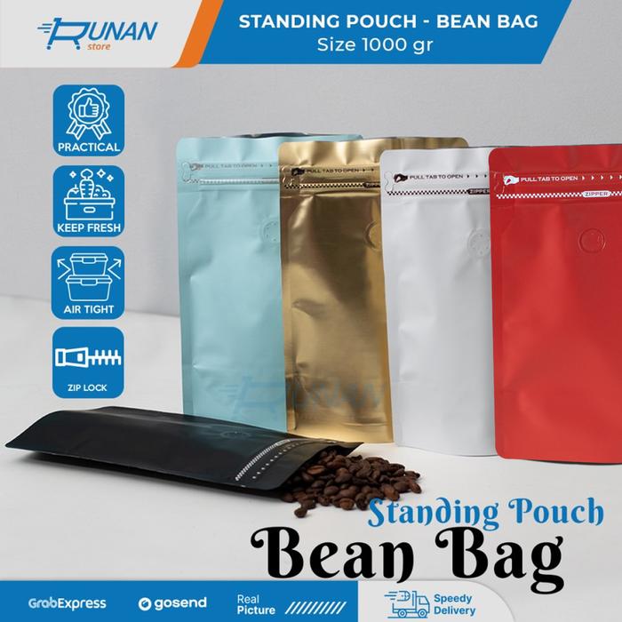 Gambar Pouch Biji Kopi Coffee Bean Bag 1kg Standing Pouch Ziplock 1000gr Klip dari Runan Store undefined Tokopedia