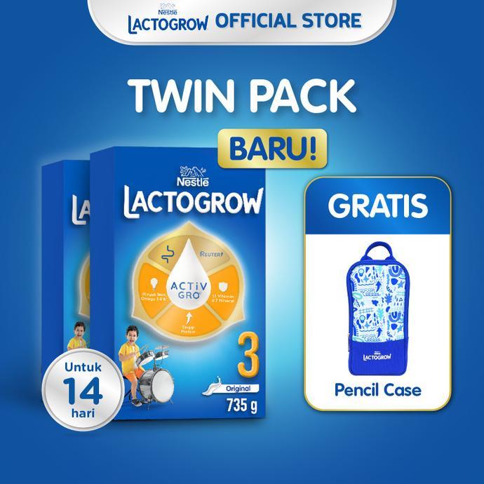 Gambar Nestlé LACTOGROW 3 Plain Susu Box 735g x 2pcs + Pencil Case dari terisshopp undefined Tokopedia