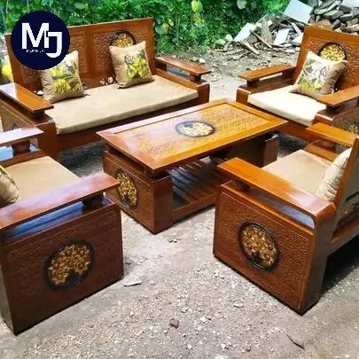 Gambar kursi tamu kayu jati minimalis terbaru jepara dari Mebel Mekar Jati undefined Tokopedia