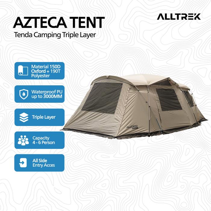 Gambar ALLTREK Tenda Camping AZTECA Tunnel 5P Triple Layer Waterproof Tent dari ALLTREK OUTDOOR GEAR undefined Tokopedia
