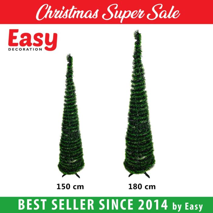 Gambar Pohon Natal Slinger Pop Up Portable - Pohon Merry Christmas - Lipat HIJAU , 5 feet dari Easy Decoration undefined Tokopedia