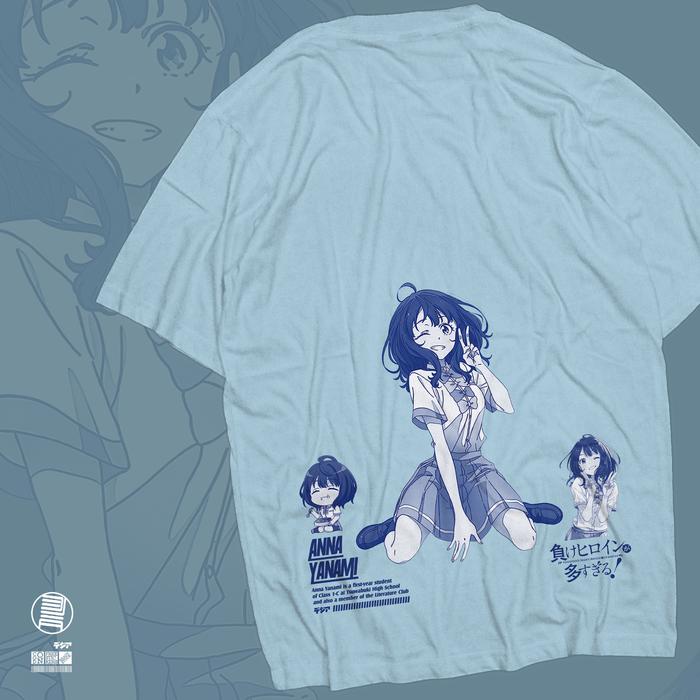 Anna Yanami Makeine Heroine Waifu Anime Manga Kaos T-Shirt Baju Wibu Jepang  DJA Cloth Biru Muda, M