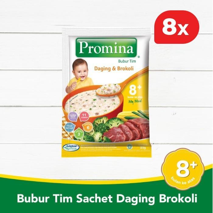 Gambar Terlaris 8 Psc - Promina Bubur Tim 8+ Daging & Brocoli Sachet Original dari Sahara Market. undefined Tokopedia