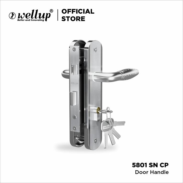 Gambar Door Handle Gagang Kunci Pintu Rumah Minimalis Set Body Silinder Tanggung Besar Gold Chrome Silver Wellup - 5801CP TANGGUNG dari Wellup undefined Tokopedia