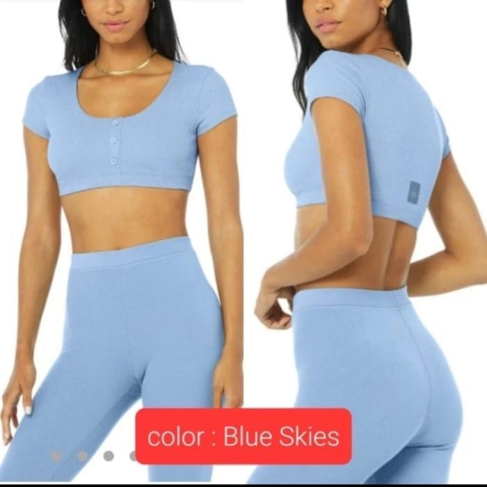 Gambar new aloyoga alo yoga blissful henley bra top small usa high quality - Blue Skies dari Chatraunia store undefined Tokopedia