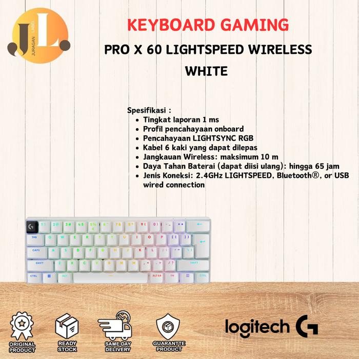 Gambar Logitech G PRO X 60 LIGHTSPEED Keyboard Wireless Tactile with Lightsync Original - Putih, +Bubble Wrap dari JuraganLabel undefined Tokopedia
