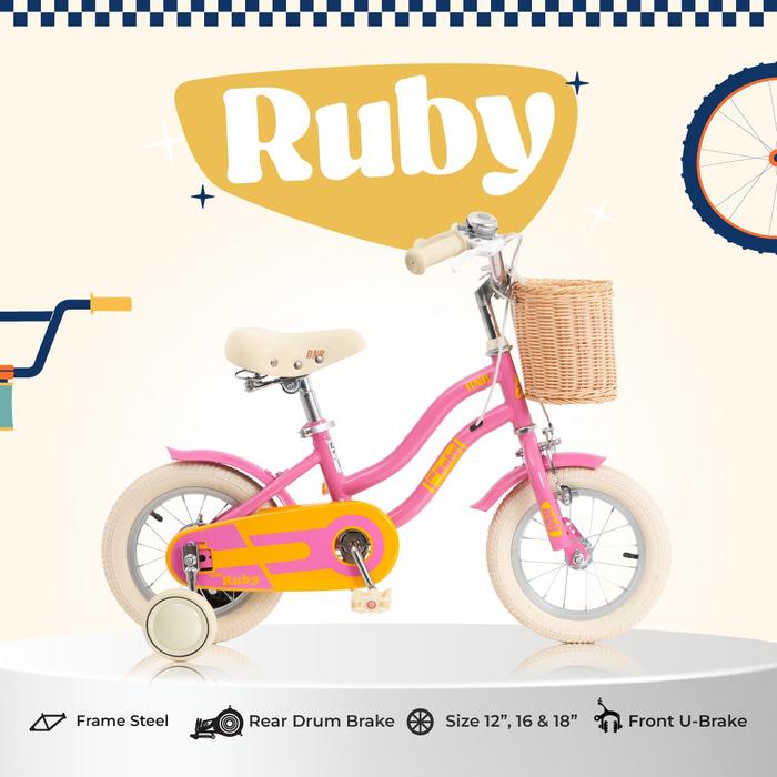 Gambar Sepeda Anak BNB Daisy Retro Vintage Classic City Bike 12 16 18 inch Premium - Ruby Pink, 16 inch dari Toko Sepeda Majuroyal undefined Tokopedia