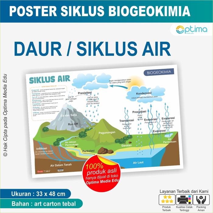 Gambar Poster Daur / Siklus Biogeokimia, Siklus Air, Siklus Oksigen, Sulfur, Nitrogen, Fosfor, Karbon - Siklus Air dari Optima Media Edu undefined Tokopedia