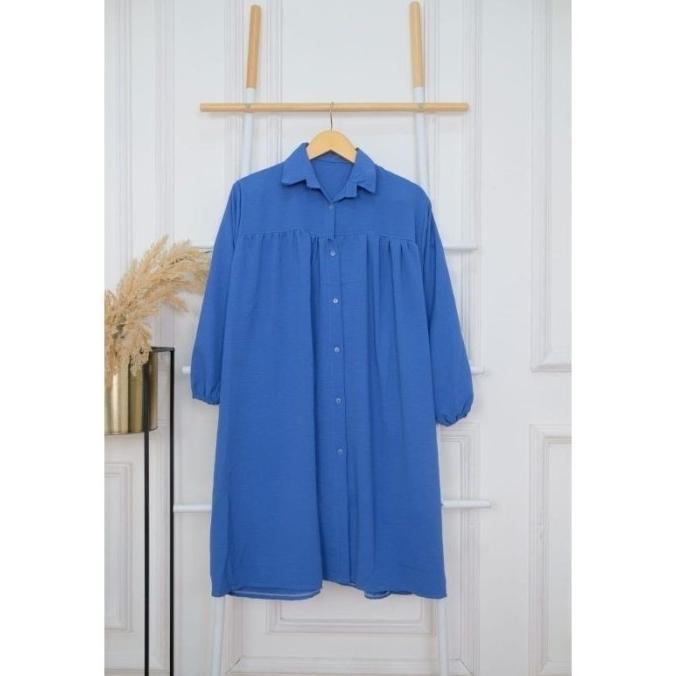 Gambar ! TUNIK POLOS JUMBO CRINCLE AIRFLOW TUNIK WANITA ATASAN MUSLIM WANITA - - Denim, Fit to XL dari OUTLET KEMASAN undefined Tokopedia